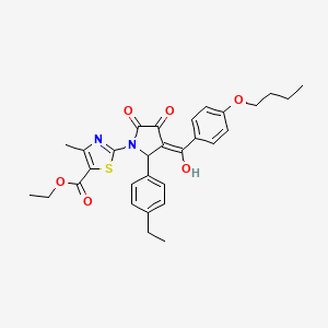 molecular formula C30H32N2O6S B12012528 Ethyl 2-(3-(4-butoxybenzoyl)-2-(4-ethylphenyl)-4-hydroxy-5-oxo-2,5-dihydro-1H-pyrrol-1-YL)-4-methyl-1,3-thiazole-5-carboxylate CAS No. 609795-34-8