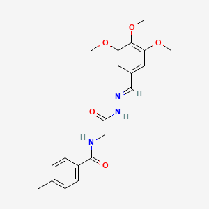 molecular formula C20H23N3O5 B12012564 4-methyl-N-[2-oxo-2-[(2E)-2-[(3,4,5-trimethoxyphenyl)methylidene]hydrazinyl]ethyl]benzamide 