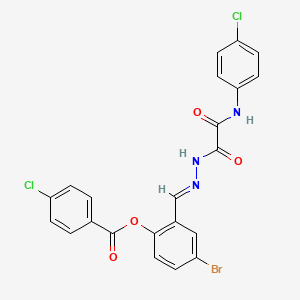 molecular formula C22H14BrCl2N3O4 B12012583 4-BR-2-(2-((4-Chloroanilino)(oxo)acetyl)carbohydrazonoyl)phenyl 4-chlorobenzoate CAS No. 765310-58-5