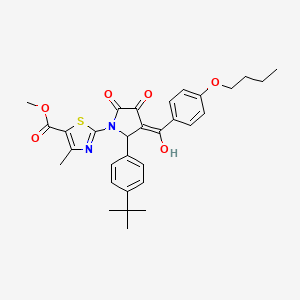 molecular formula C31H34N2O6S B12012617 Methyl 2-(3-(4-butoxybenzoyl)-2-(4-tert-butylphenyl)-4-hydroxy-5-oxo-2,5-dihydro-1H-pyrrol-1-YL)-4-methyl-1,3-thiazole-5-carboxylate CAS No. 617695-41-7