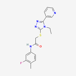 molecular formula C18H18FN5OS B12012735 2-{[4-ethyl-5-(pyridin-3-yl)-4H-1,2,4-triazol-3-yl]sulfanyl}-N-(3-fluoro-4-methylphenyl)acetamide CAS No. 575462-71-4