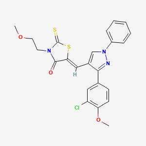 molecular formula C23H20ClN3O3S2 B12012737 (5Z)-5-{[3-(3-Chloro-4-methoxyphenyl)-1-phenyl-1H-pyrazol-4-YL]methylene}-3-(2-methoxyethyl)-2-thioxo-1,3-thiazolidin-4-one CAS No. 624724-54-5
