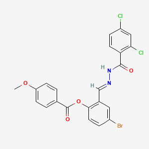 molecular formula C22H15BrCl2N2O4 B12012770 4-Bromo-2-(2-(2,4-dichlorobenzoyl)carbohydrazonoyl)phenyl 4-methoxybenzoate CAS No. 356795-10-3