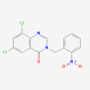 molecular formula C15H9Cl2N3O3 B12012807 6,8-Dichloro-3-(2-nitrobenzyl)-4(3H)-quinazolinone CAS No. 618443-52-0