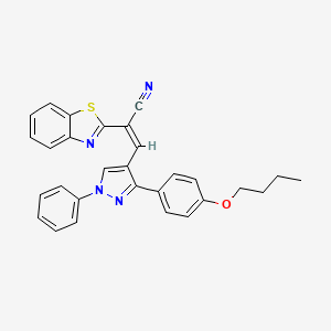 molecular formula C29H24N4OS B12012834 (2Z)-2-(1,3-Benzothiazol-2-YL)-3-[3-(4-butoxyphenyl)-1-phenyl-1H-pyrazol-4-YL]-2-propenenitrile 