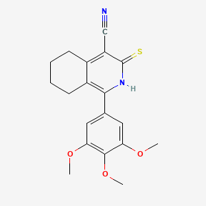 molecular formula C19H20N2O3S B12012845 3-Sulfanyl-1-(3,4,5-trimethoxyphenyl)-5,6,7,8-tetrahydroisoquinoline-4-carbonitrile CAS No. 385786-70-9