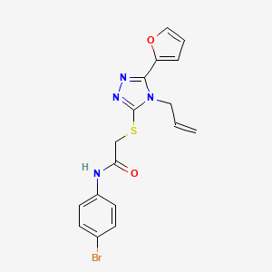 molecular formula C17H15BrN4O2S B12012993 N-(4-bromophenyl)-2-{[5-(furan-2-yl)-4-(prop-2-en-1-yl)-4H-1,2,4-triazol-3-yl]sulfanyl}acetamide CAS No. 618880-02-7