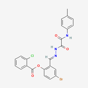 molecular formula C23H17BrClN3O4 B12013063 4-bromo-2-((E)-{[oxo(4-toluidino)acetyl]hydrazono}methyl)phenyl 2-chlorobenzoate CAS No. 769153-53-9