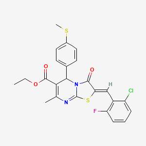 molecular formula C24H20ClFN2O3S2 B12013103 Ethyl 2-(2-chloro-6-fluorobenzylidene)-7-methyl-5-(4-(methylthio)phenyl)-3-oxo-3,5-dihydro-2H-thiazolo[3,2-a]pyrimidine-6-carboxylate CAS No. 609795-96-2