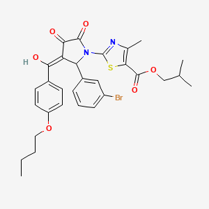 molecular formula C30H31BrN2O6S B12013118 2-methylpropyl 2-{2-(3-bromophenyl)-3-[(4-butoxyphenyl)carbonyl]-4-hydroxy-5-oxo-2,5-dihydro-1H-pyrrol-1-yl}-4-methyl-1,3-thiazole-5-carboxylate 