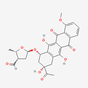 molecular formula C27H26O10 B1201312 7(O)-(2,3,5-Trideoxy-3-C-formylpentafuranosyl)daunomycinone CAS No. 76573-20-1