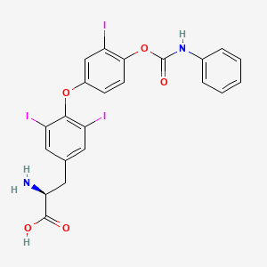 molecular formula C22H17I3N2O5 B1201313 (2S)-2-amino-3-[3,5-diiodo-4-[3-iodo-4-(phenylcarbamoyloxy)phenoxy]phenyl]propanoic acid CAS No. 99780-73-1