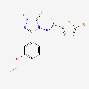 molecular formula C15H13BrN4OS2 B12013204 4-(((5-Bromothiophen-2-yl)methylene)amino)-3-(3-ethoxyphenyl)-1H-1,2,4-triazole-5(4H)-thione CAS No. 613249-88-0