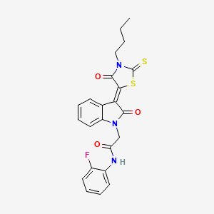 molecular formula C23H20FN3O3S2 B12013233 2-[(3Z)-3-(3-butyl-4-oxo-2-thioxo-1,3-thiazolidin-5-ylidene)-2-oxo-2,3-dihydro-1H-indol-1-yl]-N-(2-fluorophenyl)acetamide CAS No. 618072-54-1