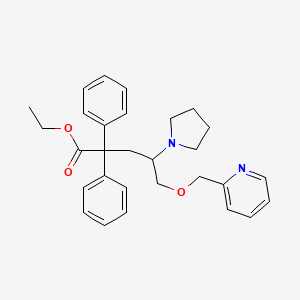 molecular formula C29H34N2O3 B1201324 Ethyl (+-)-alpha,alpha-diphenyl-gamma-((2-pyridinylmethoxy)methyl)-1-pyrrolidinebutanoate CAS No. 135357-95-8