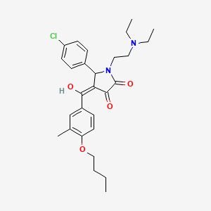 molecular formula C28H35ClN2O4 B12013250 4-[(4-butoxy-3-methylphenyl)carbonyl]-5-(4-chlorophenyl)-1-[2-(diethylamino)ethyl]-3-hydroxy-1,5-dihydro-2H-pyrrol-2-one 