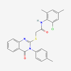 molecular formula C25H22ClN3O2S B12013254 N-(2-chloro-4,6-dimethylphenyl)-2-{[3-(4-methylphenyl)-4-oxo-3,4-dihydroquinazolin-2-yl]sulfanyl}acetamide 