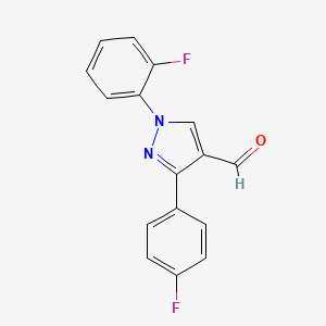 molecular formula C16H10F2N2O B12013276 1-(2-Fluorophenyl)-3-(4-fluorophenyl)-1H-pyrazole-4-carbaldehyde CAS No. 618098-73-0