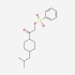 molecular formula C18H26O4S B1201330 Ethanone,1-[trans-4-(2-methylpropyl)cyclohexyl]-2-[(phenylsulfonyl)oxy]- CAS No. 84856-18-8