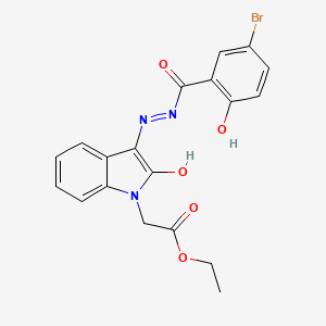 molecular formula C19H16BrN3O5 B12013317 Ethyl 2-(3-(2-(5-bromo-2-hydroxybenzoyl)hydrazono)-2-oxoindolin-1-yl)acetate CAS No. 624726-31-4