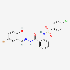 molecular formula C20H15BrClN3O4S B12013324 N-[(E)-(5-bromo-2-hydroxyphenyl)methylideneamino]-2-[(4-chlorophenyl)sulfonylamino]benzamide 