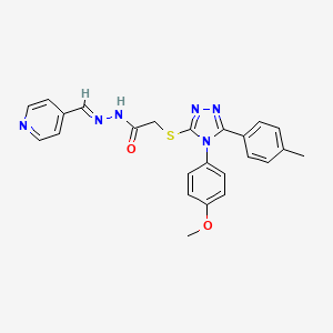 molecular formula C24H22N6O2S B12013341 2-{[4-(4-methoxyphenyl)-5-(4-methylphenyl)-4H-1,2,4-triazol-3-yl]sulfanyl}-N'-[(E)-pyridin-4-ylmethylidene]acetohydrazide 