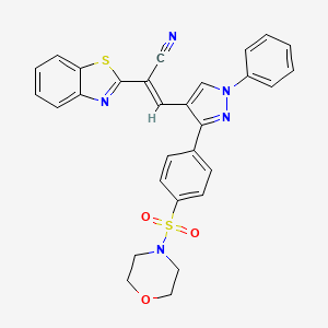 molecular formula C29H23N5O3S2 B12013352 (2E)-2-(1,3-Benzothiazol-2-YL)-3-{3-[4-(4-morpholinylsulfonyl)phenyl]-1-phenyl-1H-pyrazol-4-YL}-2-propenenitrile 