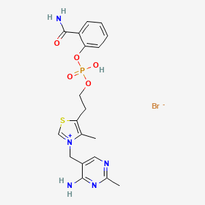 molecular formula C19H23BrN5O5PS B1201339 Thiazolium, 5-(2-(((2-(aminocarbonyl)phenoxy)hydroxyphosphinyl)oxy)ethyl)-3-((4-amino-2-methyl-5-pyrimidinyl)methyl)-4-methyl-, bromide CAS No. 79929-28-5