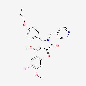molecular formula C27H25FN2O5 B12013413 4-(3-Fluoro-4-methoxybenzoyl)-3-hydroxy-5-(4-propoxyphenyl)-1-(4-pyridinylmethyl)-1,5-dihydro-2H-pyrrol-2-one CAS No. 618074-43-4