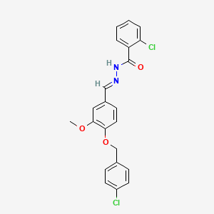 molecular formula C22H18Cl2N2O3 B12013433 2-chloro-N'-((E)-{4-[(4-chlorobenzyl)oxy]-3-methoxyphenyl}methylidene)benzohydrazide 