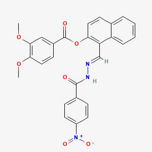 molecular formula C27H21N3O7 B12013469 [1-[(E)-[(4-nitrobenzoyl)hydrazinylidene]methyl]naphthalen-2-yl] 3,4-dimethoxybenzoate CAS No. 765305-40-6