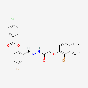 molecular formula C26H17Br2ClN2O4 B12013514 [4-bromo-2-[(E)-[[2-(1-bromonaphthalen-2-yl)oxyacetyl]hydrazinylidene]methyl]phenyl] 4-chlorobenzoate 
