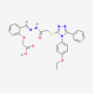 molecular formula C27H25N5O5S B12013548 (2-{(E)-[2-({[4-(4-ethoxyphenyl)-5-phenyl-4H-1,2,4-triazol-3-yl]sulfanyl}acetyl)hydrazinylidene]methyl}phenoxy)acetic acid 