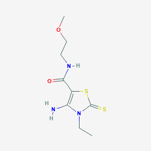 molecular formula C9H15N3O2S2 B12013553 4-amino-3-ethyl-N-(2-methoxyethyl)-2-thioxo-2,3-dihydro-1,3-thiazole-5-carboxamide CAS No. 618072-03-0