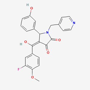 molecular formula C24H19FN2O5 B12013563 4-(3-Fluoro-4-methoxybenzoyl)-3-hydroxy-5-(3-hydroxyphenyl)-1-(pyridin-4-ylmethyl)-1H-pyrrol-2(5H)-one CAS No. 618074-53-6