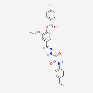 molecular formula C26H24ClN3O5 B12013579 2-Ethoxy-4-(2-((4-ethylanilino)(oxo)AC)carbohydrazonoyl)phenyl 4-chlorobenzoate CAS No. 769153-18-6