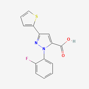 molecular formula C14H9FN2O2S B12013592 1-(2-Fluorophenyl)-3-(thiophen-2-YL)-1H-pyrazole-5-carboxylic acid CAS No. 618382-82-4