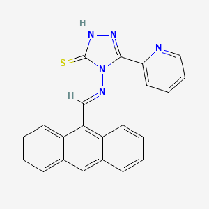 molecular formula C22H15N5S B12013630 4-((9-Anthrylmethylene)amino)-5-(2-pyridinyl)-4H-1,2,4-triazol-3-YL hydrosulfide CAS No. 613248-18-3