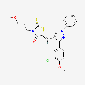 molecular formula C24H22ClN3O3S2 B12013640 (5Z)-5-[[3-(3-chloro-4-methoxyphenyl)-1-phenylpyrazol-4-yl]methylidene]-3-(3-methoxypropyl)-2-sulfanylidene-1,3-thiazolidin-4-one CAS No. 624724-59-0