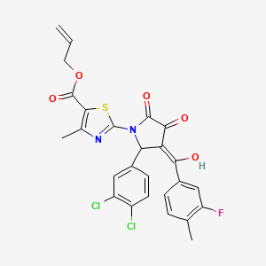 molecular formula C26H19Cl2FN2O5S B12013646 Allyl 2-[2-(3,4-dichlorophenyl)-3-(3-fluoro-4-methylbenzoyl)-4-hydroxy-5-oxo-2,5-dihydro-1H-pyrrol-1-YL]-4-methyl-1,3-thiazole-5-carboxylate 