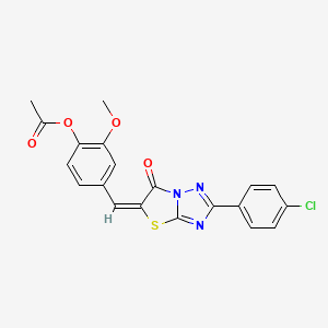 molecular formula C20H14ClN3O4S B12013653 4-[(E)-(2-(4-chlorophenyl)-6-oxo[1,3]thiazolo[3,2-b][1,2,4]triazol-5(6H)-ylidene)methyl]-2-methoxyphenyl acetate 