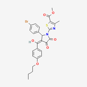 molecular formula C27H25BrN2O6S B12013682 Methyl 2-(2-(4-bromophenyl)-3-(4-butoxybenzoyl)-4-hydroxy-5-oxo-2,5-dihydro-1H-pyrrol-1-yl)-4-methylthiazole-5-carboxylate CAS No. 617695-34-8