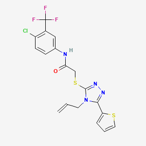 molecular formula C18H14ClF3N4OS2 B12013698 N-[4-chloro-3-(trifluoromethyl)phenyl]-2-{[4-(prop-2-en-1-yl)-5-(thiophen-2-yl)-4H-1,2,4-triazol-3-yl]sulfanyl}acetamide CAS No. 618879-84-8
