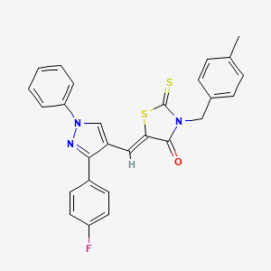 molecular formula C27H20FN3OS2 B12013741 (5Z)-5-{[3-(4-fluorophenyl)-1-phenyl-1H-pyrazol-4-yl]methylene}-3-(4-methylbenzyl)-2-thioxo-1,3-thiazolidin-4-one CAS No. 623935-61-5