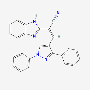 molecular formula C25H17N5 B12013764 2-(1H-Benzo[d]imidazol-2-yl)-3-(1,3-diphenyl-1H-pyrazol-4-yl)acrylonitrile CAS No. 391659-80-6