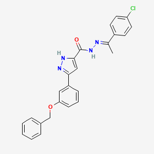 molecular formula C25H21ClN4O2 B12013784 5-(3-(Benzyloxy)phenyl)-N'-(1-(4-chlorophenyl)ethylidene)-1H-pyrazole-3-carbohydrazide CAS No. 634895-84-4