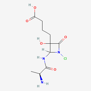 molecular formula C10H16ClN3O5 B1201379 (S)-Ala-3-(alpha-(S)-chloro-3-(S)-hydroxy-2-oxo-3-azetidinylmethyl)-(S)-ala CAS No. 54922-56-4