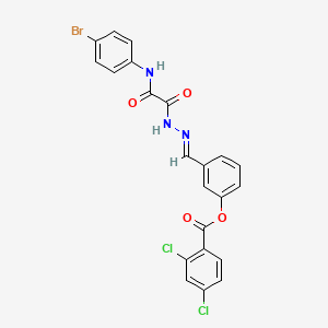 molecular formula C22H14BrCl2N3O4 B12013845 3-(2-((4-Bromoanilino)(oxo)acetyl)carbohydrazonoyl)phenyl 2,4-dichlorobenzoate CAS No. 767332-60-5