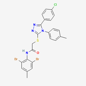 molecular formula C24H19Br2ClN4OS B12013941 2-{[5-(4-chlorophenyl)-4-(4-methylphenyl)-4H-1,2,4-triazol-3-yl]sulfanyl}-N-(2,6-dibromo-4-methylphenyl)acetamide CAS No. 618432-00-1