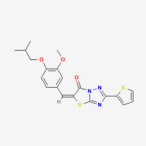 molecular formula C20H19N3O3S2 B12013972 (5E)-5-(4-isobutoxy-3-methoxybenzylidene)-2-(2-thienyl)[1,3]thiazolo[3,2-b][1,2,4]triazol-6(5H)-one 